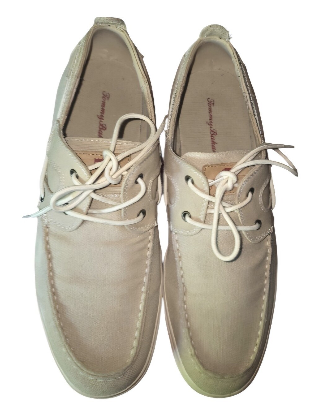 Tommy Bahama Calderon Tan Beige Canvas Boat Deck Shoes Men's 10.5